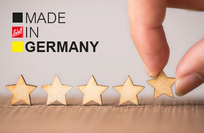 Fünf Sterne neben dem Made in Germany Schriftzug